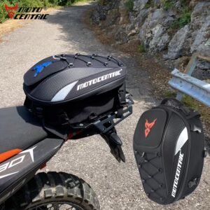 MOTOCENTRIC 37L nagy kapacitású motorkerékpár hátsó táskó - Tartós hátsó ülés tárolóval állítható pántokkal, többfunkciós sisak hátizsák szabadúszó motorokhoz,
